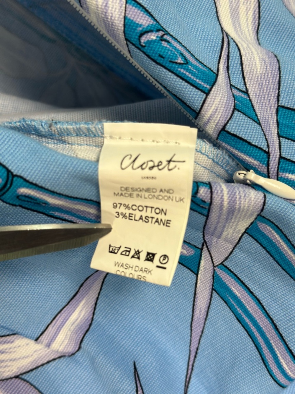 Closet London Cotton Blue Floral Tropical Sleeveless Belted Jumpsuit 10 UK 14 - Picture 11 of 13